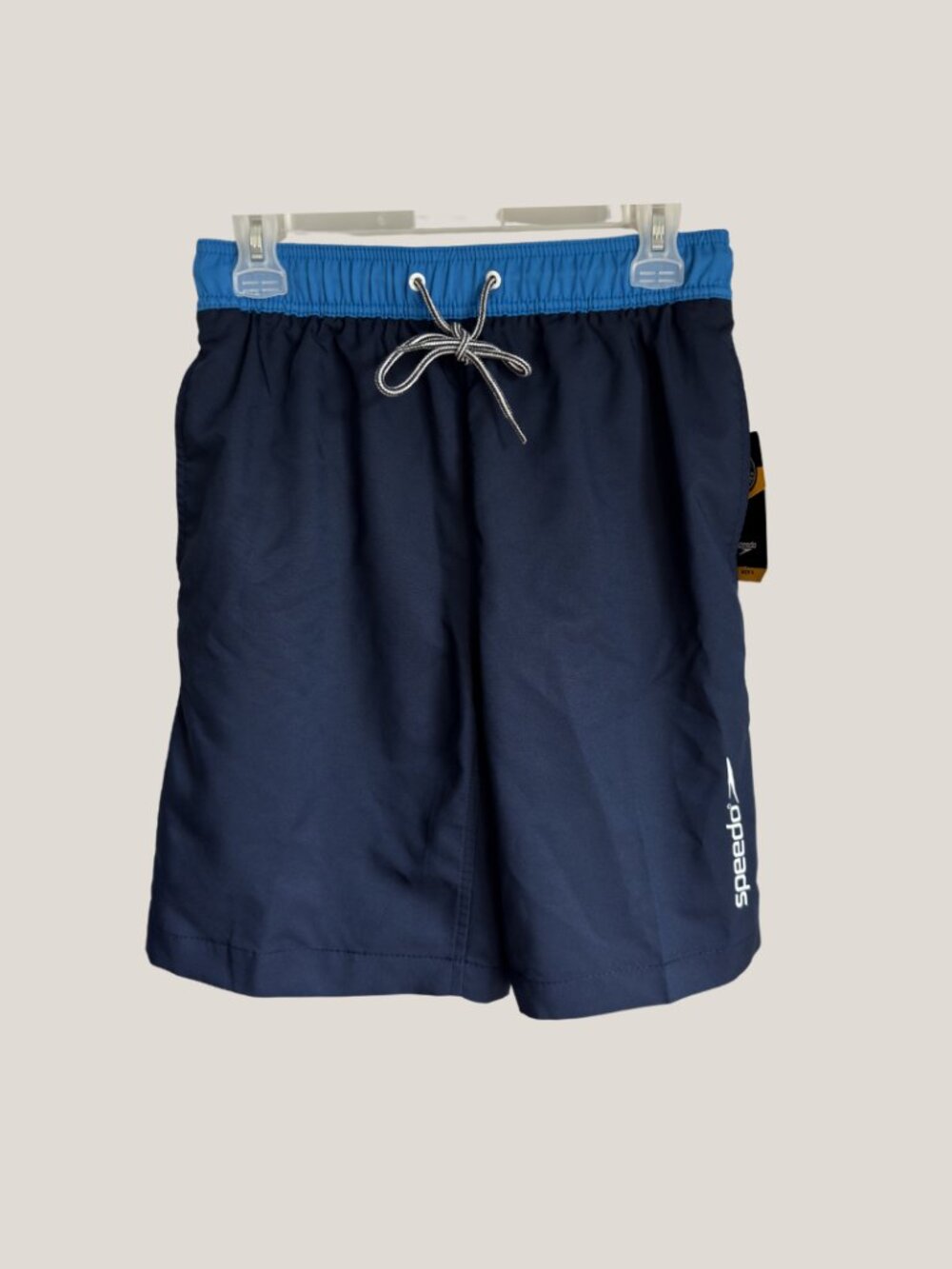 NWT Speedo Men's Swim Shorts Navy Blue Colorblock Waistband Size S